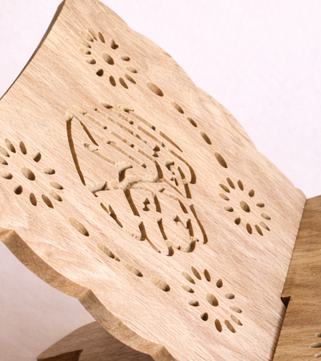 حامل مصحف خشبي مزخرف كبير – تصميم إسلامي أنيق