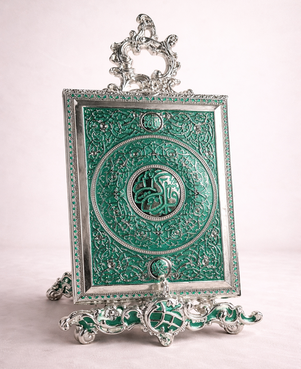 حامل مصحف كبير فاخر مزخرف مع قاعدة ثابتة – تصميم كلاسيكي بألوان أنيقة