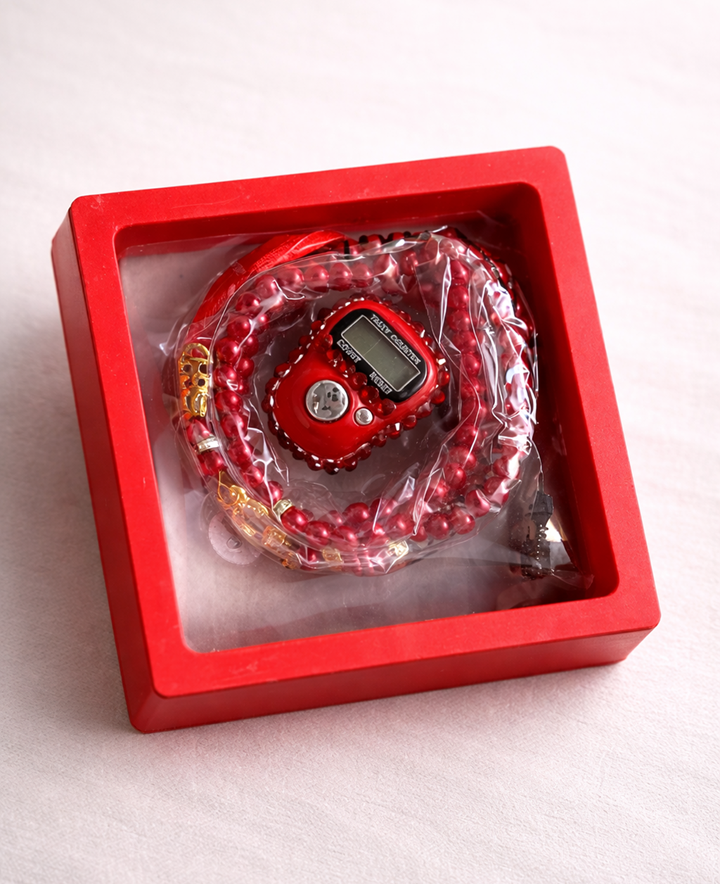 طقم تسبيح متكامل: سبحة عادية + سبحة إلكترونية بعدّاد رقمي – هدية عملية ومميزة