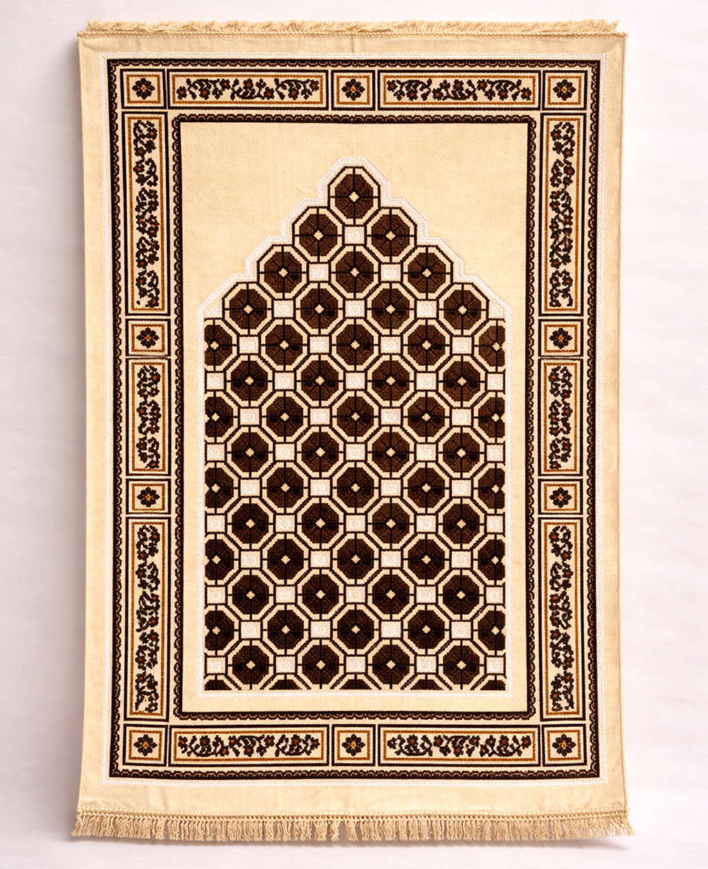 سجادة صلاة تركية فاخرة – تصميم محراب بنقوش هندسية راقية