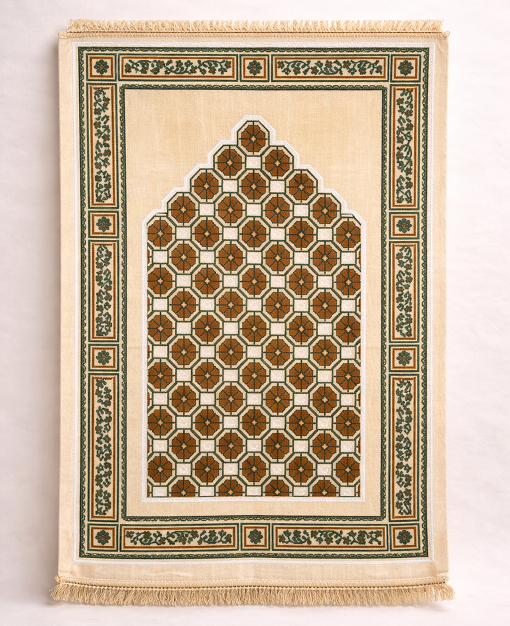 سجادة صلاة تركية فاخرة – تصميم محراب بنقوش هندسية راقية