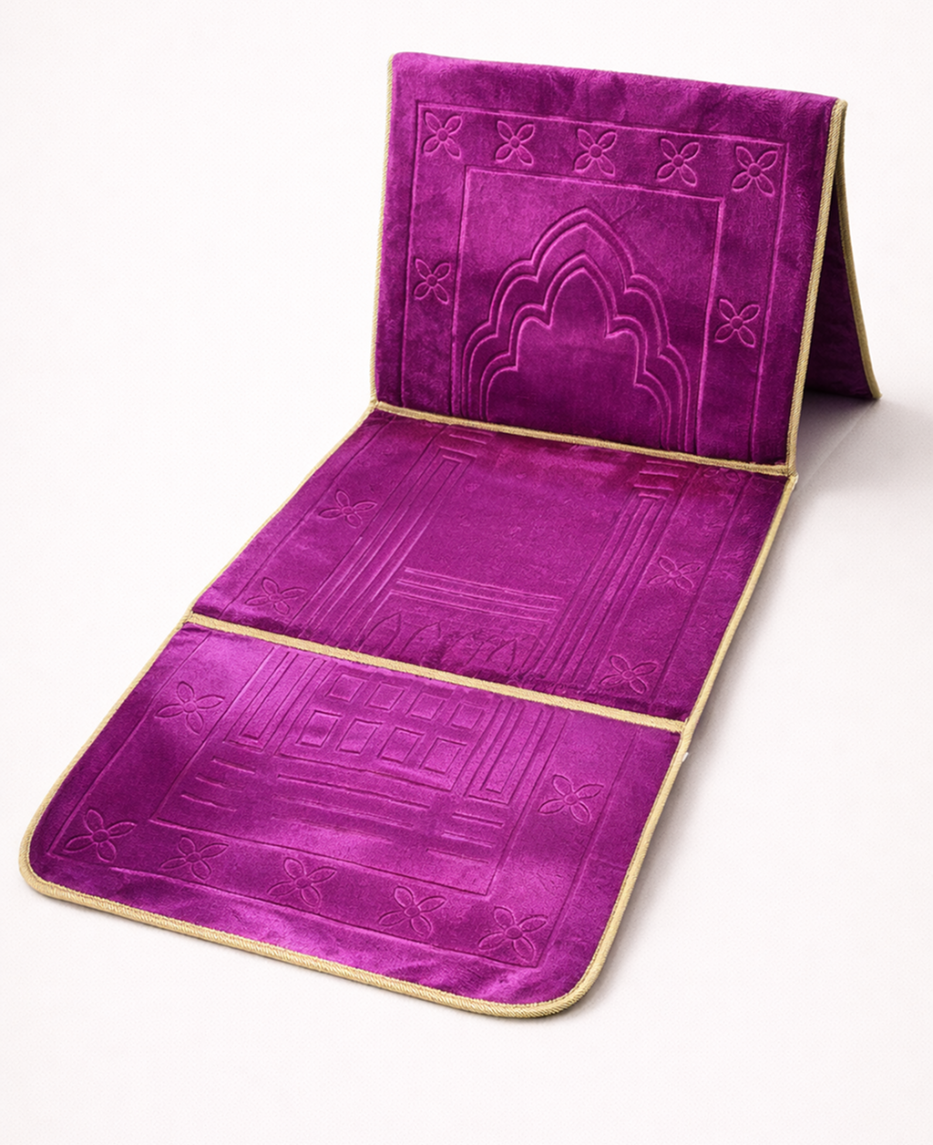 سجادة صلاة مخملية قابلة للطي مع مسند ظهر